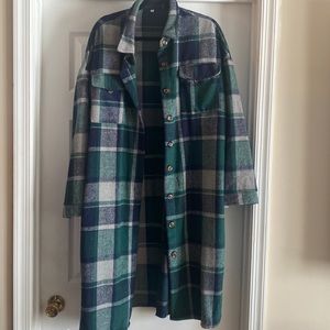 No Brand Plaid Long Shacket- Size 2X